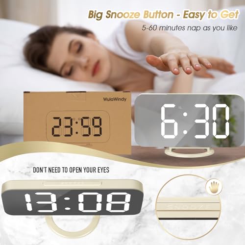 Wulawindy YISHANG Digital Alarm Clock, Large Mirrored Led Display thumb #3