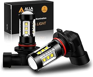 Alla Lighting 80W H10 9145 LED Bulbs Fog Lights Upgrade, 6000K Xenon White 9140 9040 9045 PY20D Extremely Super Bright 12V Lamps Replacement