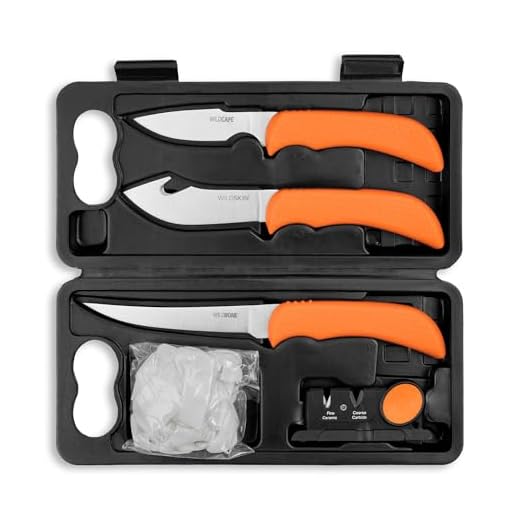 OUTDOOR EDGE WildLite, 6-Piece Field to Freezer Hunting & Game Processing Knife Set with Gut Hook Skinning Knife, Caping Knife, Boning/Fillet Knife, Sharpener and Hard-Side Carry Case