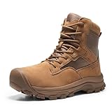 NORTIV 8 Men's Waterproof Work Military Tactical Boots Rubber Toe Leather Outdoor Hiking Motorcycle Combat Boots,Size 10.5,COYOTE,SNMT247M
