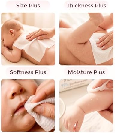 Momcozy Baby Wipes-Extra Large Size Design, 99% Water Based, Unscented & Hypoallergenic, Cleansing & Moisturizing Baby Wipes for Sensitive Skin, 240 Count (4 packs) - 2
