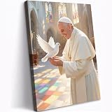 UZMKM Pope Francis Memorial Mural Canvas Wall Art, Modern Catholicism Picture, 1936-2025 Commemorative Artwork, 8x12 inch