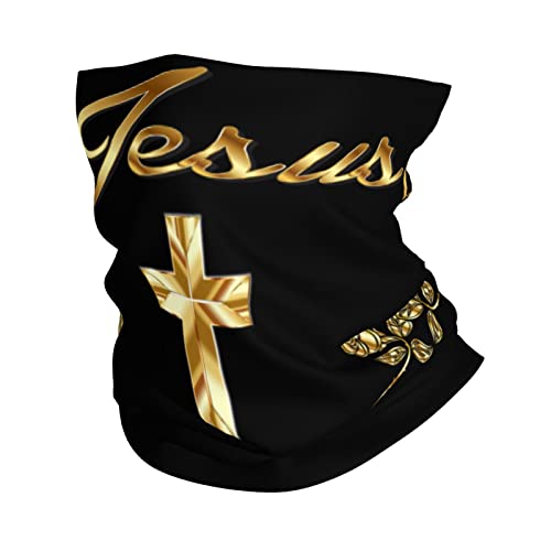 Jesus Christian Faith Cross Gold Seamless Neck Gaiter Face Mask Seamless UV Protection Shield Scarf Bandana for Motorcycle Cycling Riding Running Headbands