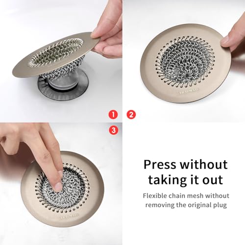 Reversible Shower Drain Hair Catcher, Prevent Clogging Bathtub Drain Cover, Fast Drainage & Easy Clean Tub Drain Hair Catcher for Regular & Pop-up Drain (Brown) by TRAPMATE - Image 5
