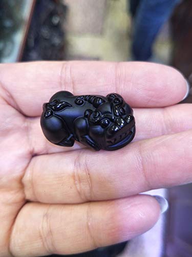 Collier obsidienne contre le stress avec son pendentif PiXiu sculpté - 2
