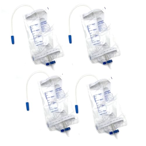 4 pezzi 750m sacchetto di urina sacchetto di gamba,Collettore di urina,sacchetto di drenaggio delle urine con valvola e drenaggio, custodia per borsa catetere per uomini e donne