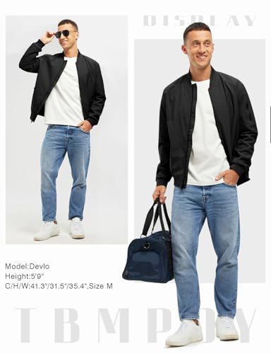 TBMPOY Men's Lightweight Bomber Jackets Spring Light Casual Stylish Windbreaker Fall Flight Golf Fashion Jacket for Men Black XXXL - Thumbnail 7
