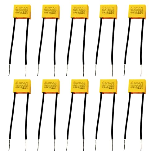 10 sztuk x 2 0,33uF 275 V AC, kondensator do żarówek LED, tłumiący, samoregenerujący się kondensator z folii metalowej, ochrona przed zakłóceniami w trybie różnicowym