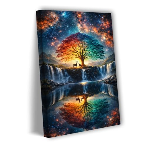 Cosmic Tree of Life Poster, Celestial Galaxy Wall Art with
