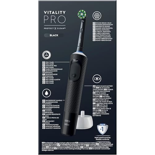 Oral-B Vitality Pro Elektrische Zahnbürste/Electric Toothbrush, 1 Aufsteckbürste, 3 Putzmodi für Zahnpflege, Designed by Braun, schwarz – Bild 5