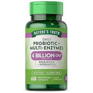 Nature’s Truth Probiotics with Enzymes | 60 Capsules | Stomach Friendly for Men and Women | Non-GMO and Gluten Free Digestive Health Supplement