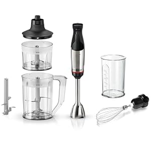 Bosch Stabmixer ErgoMaster Serie 6, einhändig bedienbar, 4 Edelstahl-Klingen, Mixer, Zerkleinerer