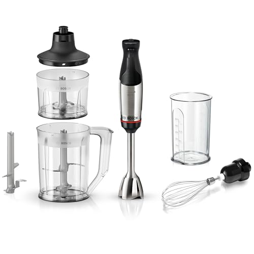 Bosch Stabmixer ErgoMaster Serie 6, einhändig bedienbar, 4 Edelstahl-Klingen, Mixer, Zerkleinerer