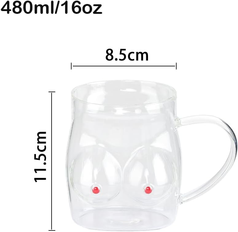 haozaikeji Creative Female Form Glass Cup Funny Boobs Glass Mug Ice Tea Coffee Mug Double Layer Art Drinking Cup Feminist Breast Cancer Survivor Awareness Milk Cup Souvenirs image 2