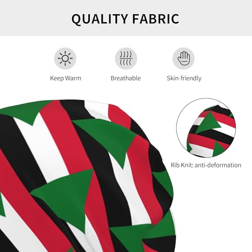 Flag of Sudan Children Hip Hop Knitted Hat Kids Elastic Leisure Knit Cap Warm Sleep Beanies Black3