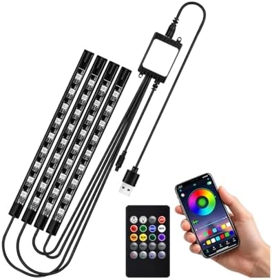 Ziquruv Car Interior LED Light with Wireless Remote & APP Control, Vehicle Under Dash Footwell Light with Music Sync Mode, USB Port Automotive Inside Ambient Strip Lighting, Universal Fit (36 LED) — view 6
