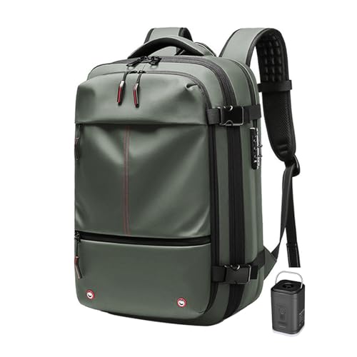 Airback Backpack with Pump, Air Vacuum Vacpack Backpack for Travel, Airpack Backpack with Vacuum Compression Packing (Army Green)