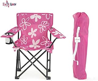 Emily Rose Kid's Pink and White Flower Folding Camp Chair with Child Safety