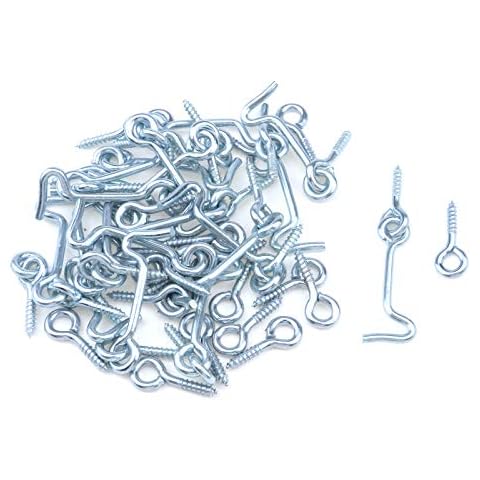 Semetall Cabin Hook Eye Latch 20Pcs 2 Inch Swivel Window Door Hook Metal Cabin Hook Eye Latch with Mounting Screws for Wood Window Door Gate Cover