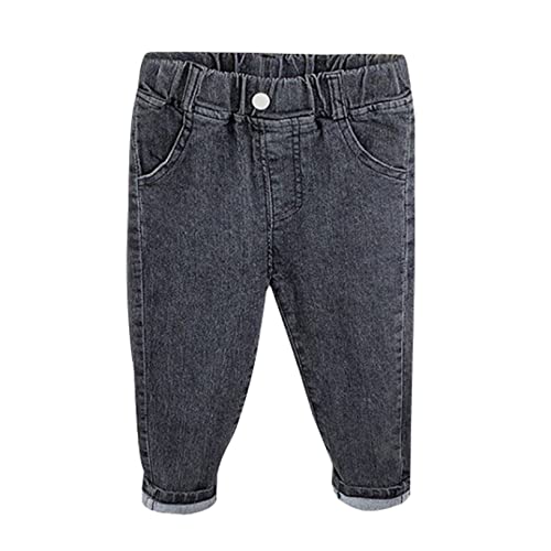 Kaerm Classic Jeans for Toddler Boys Girls Pull-on Trousers Unisex Denim Pants Kids Fashion Streetwear Black 18-24 Months