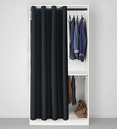 bluCOASTLINE Dust-Proof Curtain for Wardrobe/Closet/Storage Room, Blackout Curtains Small Room Divider Privacy Curtain Panel for Living Room/Bedroom/Fitting Room, W 52 x L 84 inch, Black, 1 Panel