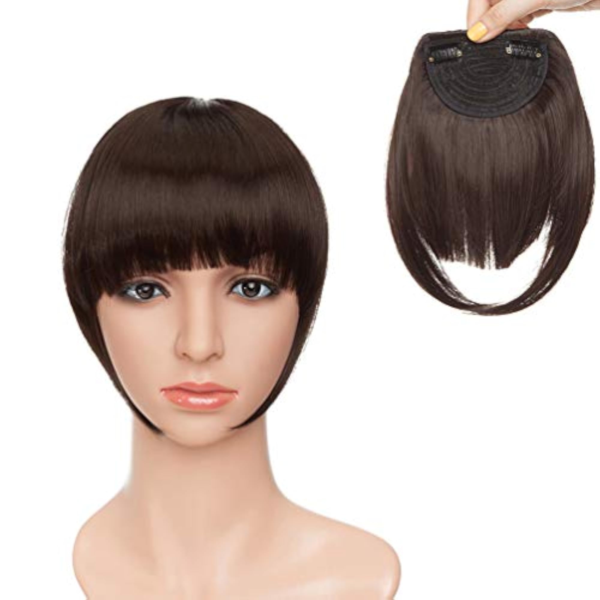 Dark Brown Clip Fringe Hair Extensions for Women