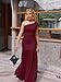 LAGSHIAN Women's Elegant Formal Long Dress One Shoulder Sleeveless Ruched Bodycon Evening Dress WineRed