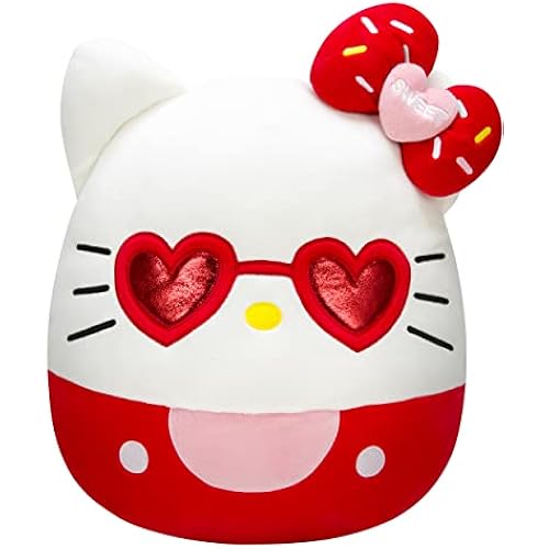 Squishmallows Hello Kitty with Red Glasses 14-Inch Plush - Sanrio Ultrasoft Stuffed Animal Large Plush Toy, Official Kellytoy Plush