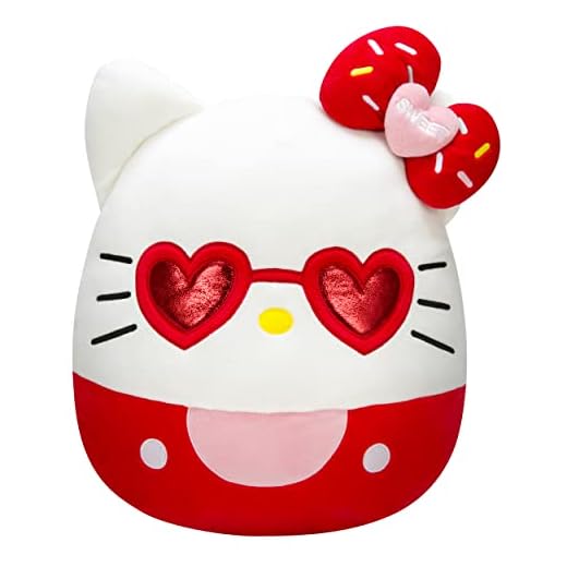 Squishmallows Hello Kitty with Red Glasses 14-Inch Plush - Sanrio Ultrasoft Stuffed Animal Large Plush Toy, Official Kellytoy Plush