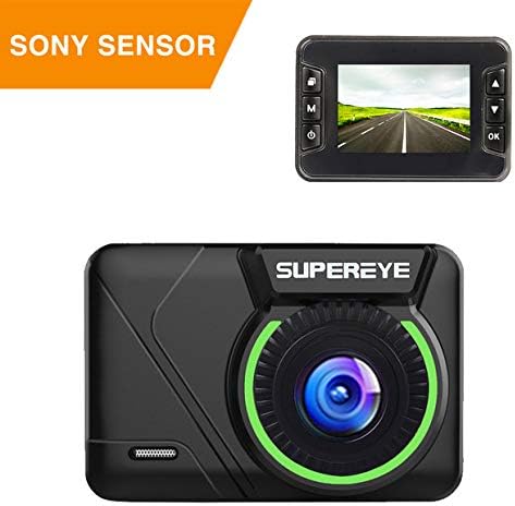 SuperEye Dash Cam Car Camera DashCam 1080P Dash Camera with IMX323 Sensor, Super Night Vision, 170 Wide Angle Lens, WDR, Loop Recording, G-sensor, Parking Monitoring, Motion Detection