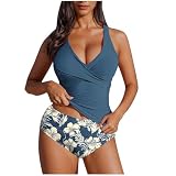Maillot De Bain 2 Pièces Grande Taille Maillot De Bain Jupette Grande Taille Tankini Femme Shorty Swimdress String Femme Piscine 2 Pieces Sexy 3 Pieces