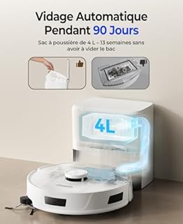 Redroad Aspirateur Robot Laveur avec Station, 20000Pa, Station de Vidage Automatique 120 Jours, Navigation LiDAR, WiFi APP 5G/2.4G, Robot Aspirateur Laveur Autonome pour Tapis/Sols/Poils d’Animaux