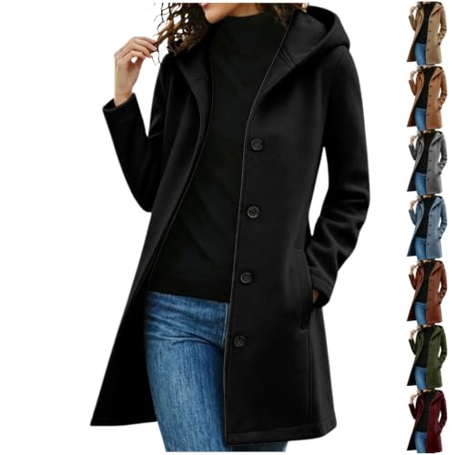 Khaki Mantel Damen Herbst Elegant Lang Wintermantel Mit Knopf Winterjacke M