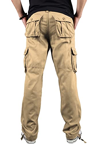 Tianba Men's Cargo Work Pants Casual Military Pants Ripstop Lightweight Hiking Tactical Pants With Multi Pockets Khaki 36 #TOP5