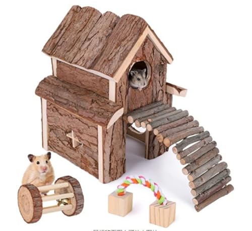 Hubiuyo ハムスターハウス ハムスター 小動物 ハウス ハムスターの 家ゴールデンハムスター ジャンガリアンハムスター 組み立て おもちゃ 木製 かじり木