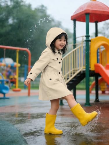 Image of SANGTREE Girl's Waterproof Trench Coat Hooded Lightweight Windbreaker Rain Jackets