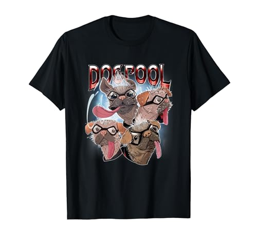 Image of Marvel Deadpool & Wolverine Dogpool Sketchy Hero Faces T-Shirt, Men, Black, XX-Large