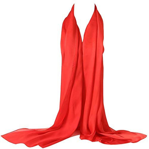 Bellonesc Silk Scarf 100% silk Long Lightweight Sunscreen Shawls for Women (red)