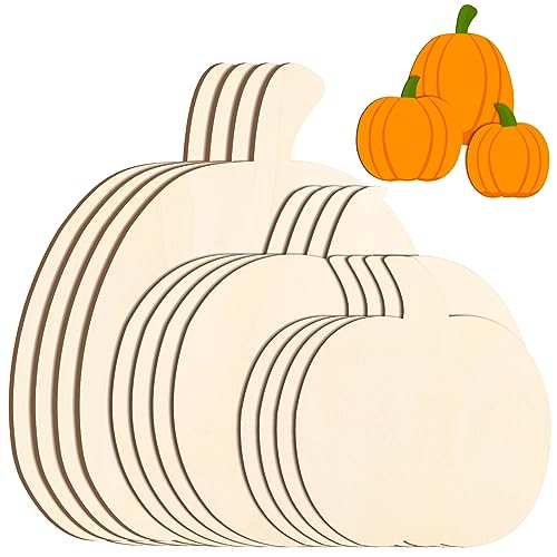 Jetec 12 Pcs Thanksgiving Wooden Pumpkin Cutouts Large Size Fall Unfinished D...