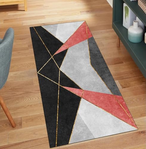 Alfombra larga de patchwork rojo para transformar la calidez de tu pasillo estrecho 2