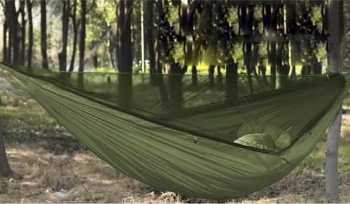 Trizand hamac avec moustiquaire hamacs hamac Outdoor – Double pour Camping, Trekking et bushcraft – imperméable, Ultra-léger et résistant jusqu'à 250 kg – Kaki 25364