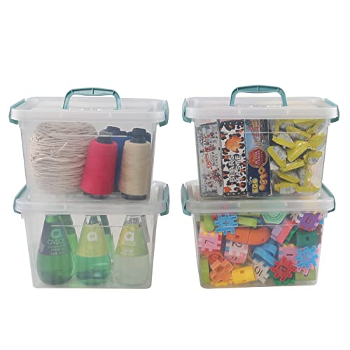 Yubine 6 Quart Small Latching Storage Box, 4 Pack Plastic Stprage Bin With Lid #TOP5
