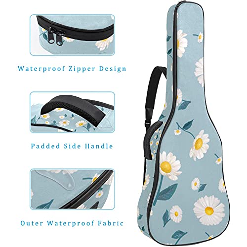 Sac à dos guitare motif marguerites avec sangles ajustables confortables