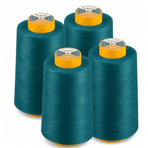 AK Trading 4-Pack Aquamarine All Purpose Sewing Thread Cones (6000 Yards Each) of High Tensile Polyester Thread Spools for Sewing, Quilting, Serger Machines, Overlock, Merrow & Hand Embroidery by AK TRADING CO. - Used condition - US$14.11