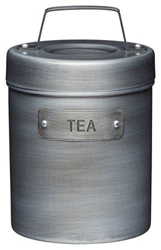 KitchenCraft INDTEA Industrial Kitchen Vintage-Style Metal Tea Caddy, 1 L (1.75 pts), Grey