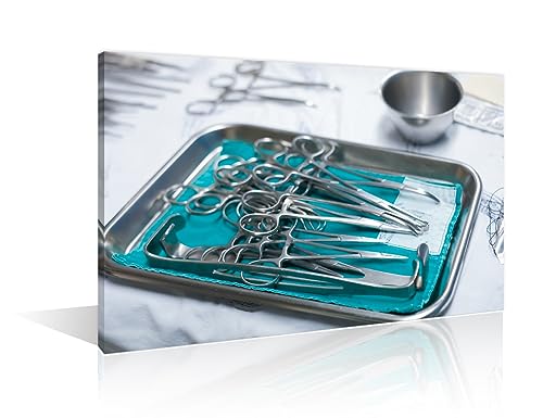 Image of Medical Instrument Canvas Wall Art 1 Pieces Clinical Laboratory Wall Art Medical Art Prints Wall Decor Living Room Giclee Wooden Framed Gallery-Wrapped Ready to Hang, 24 inch Wx36 H