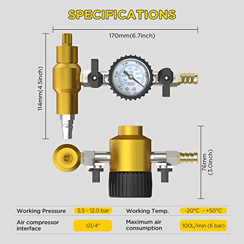 Coolant Vacuum Refill Kit High Negative Coolant Pressure Tester Fast Cooling System Vacuum Purge & Refill Kit Well-Sealed Vacuum Coolant Fill Kit With 3 Adapters, Inlet / Outlet Hose, 2 Air Connectors #TOP7