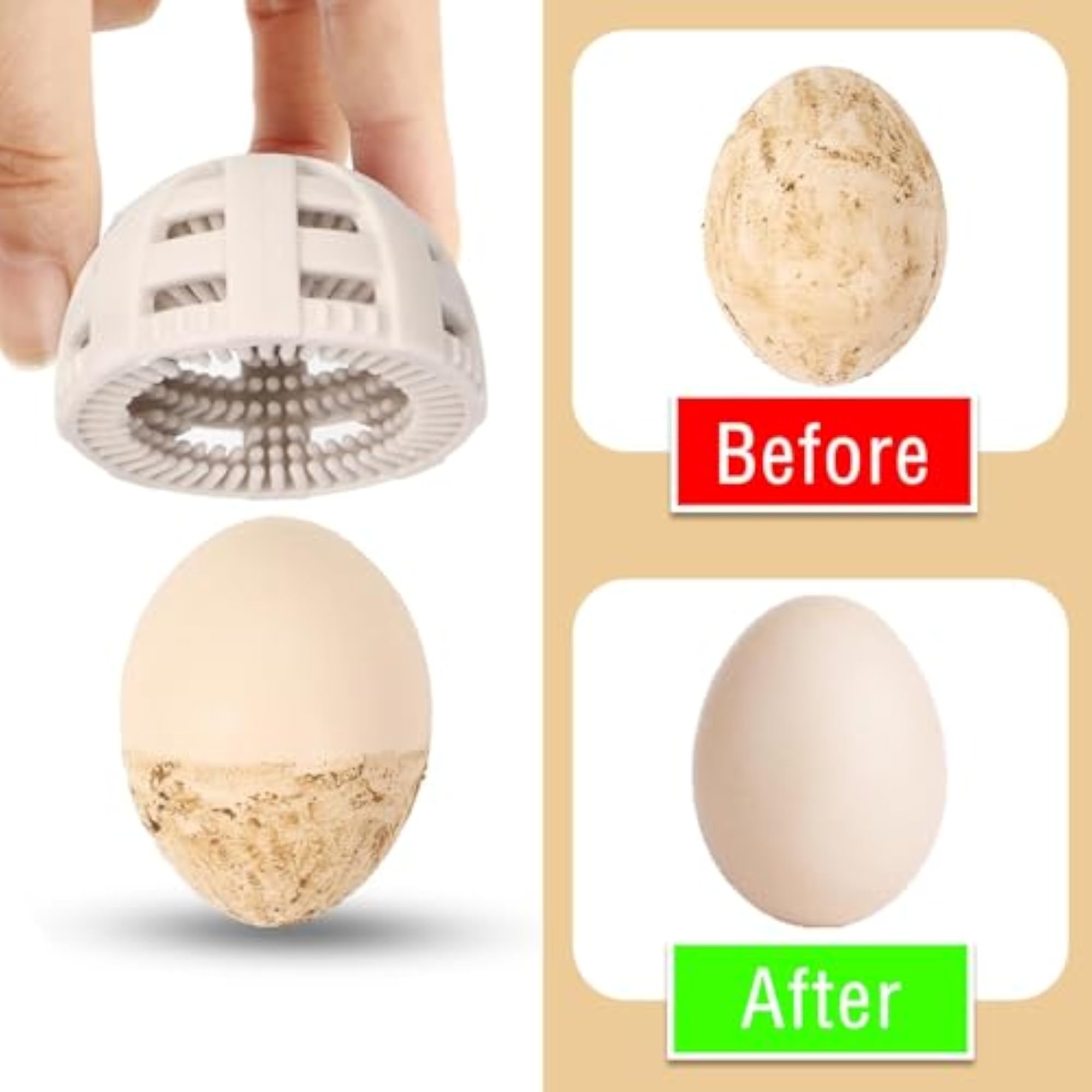 Mini Silicone Egg Cleaning Brush Scrubber for Food, Beige