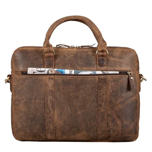 Bolso de negocios de cuero para hombre maletín para ordenador 13,3 pulgadas y carpetas DIN A4 7