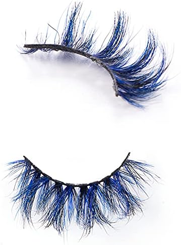 FOXSCOS Color Eyelashes,Beautiful Natural False Eyelashes,3D Mink Color Eyelashes,100% Siberian Mink Color 20mm Short Style (Blue Black)